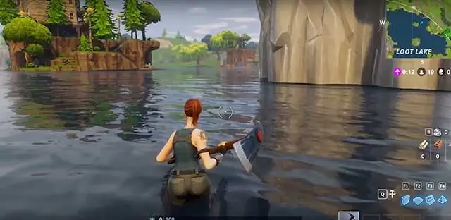 Trudging through water at fortnite